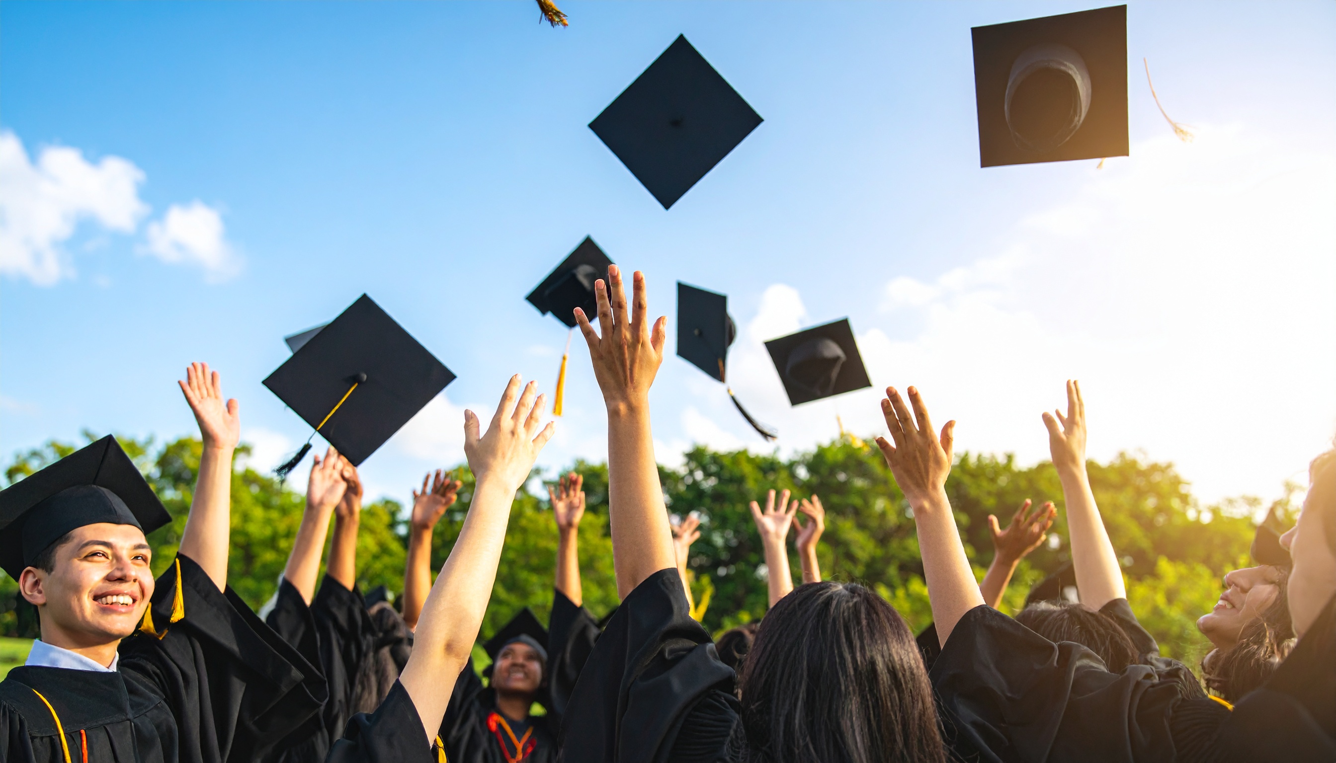 Happy students learning